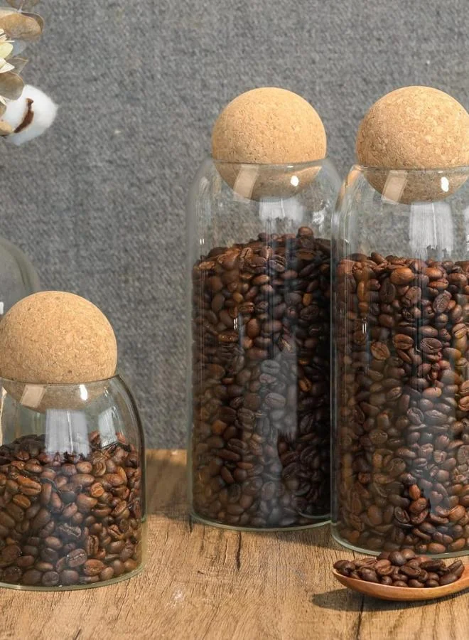 Casa Quesera 1000 ml Glass Storage Jars with Ball Cork Lids Set of 3